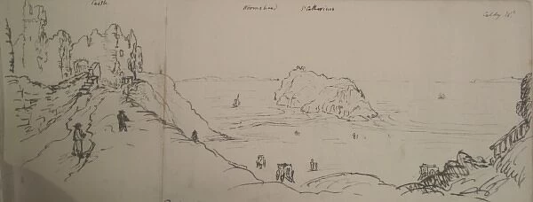 Sketch of Tenby, Wales, including the Castle