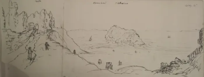 Framed Print : Sketch of Tenby, Wales, including the Castle Framed Print : Sketch of Tenby, Wales, including the Castle