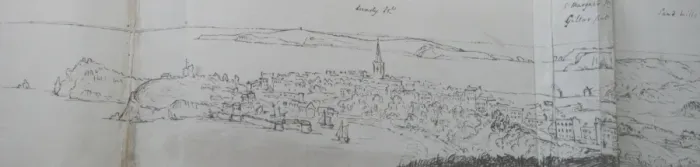 Framed Print : Sketch of Tenby, Wales, including Lundy Island Framed Print : Sketch of Tenby, Wales, including Lundy Island