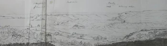 Framed Print : Sketch of Tenby, Wales, including St Margarets Island Framed Print : Sketch of Tenby, Wales, including St Margarets Island