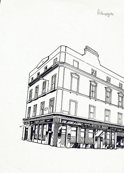 Sketch of White Hart PH, Bishopsgate, London
