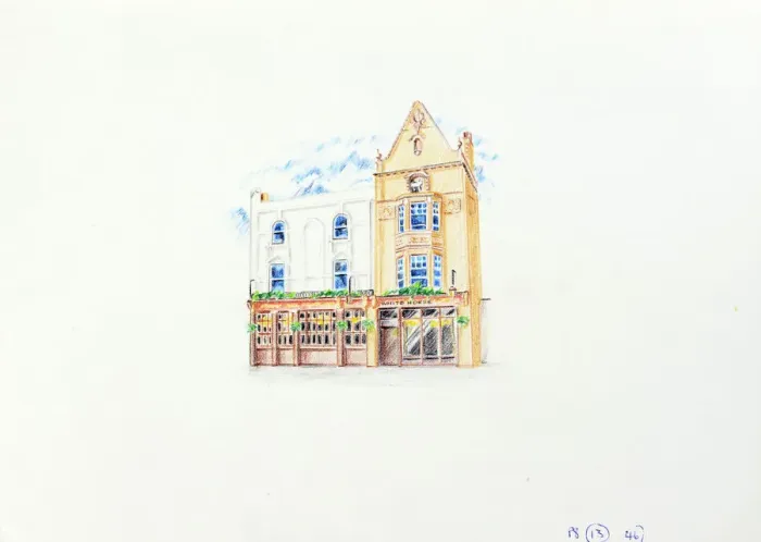 Framed Print : Sketch of White Horse PH, Parsons Green, London Framed Print : Sketch of White Horse PH, Parsons Green, London