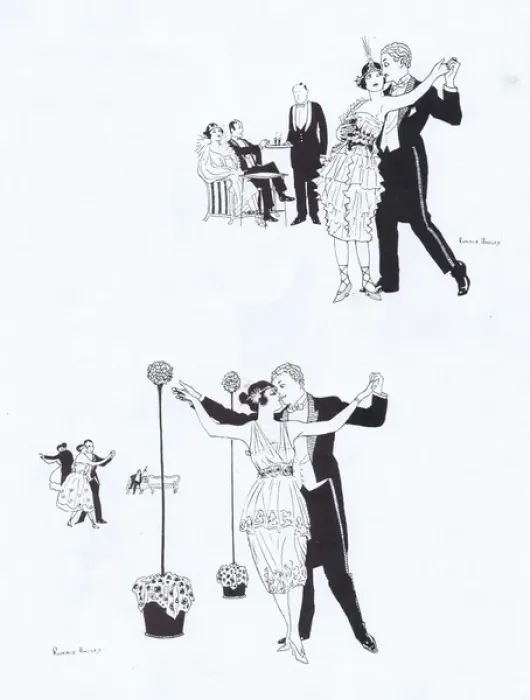 Framed Print : Sketches of couples out dancing in a London dance club, 1921 Framed Print : Sketches of couples out dancing in a London dance club, 1921