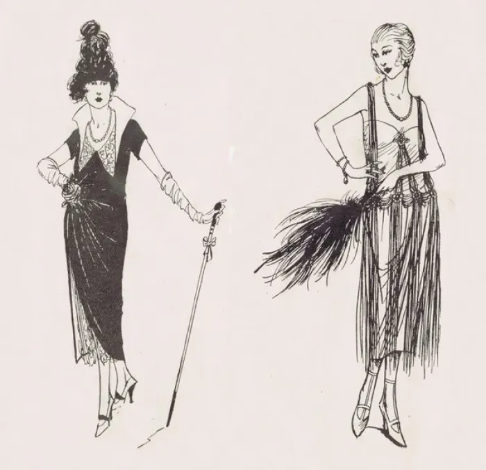 Framed Print : Sketches of two ladies fashions from 1921 from Paris Framed Print : Sketches of two ladies fashions from 1921 from Paris