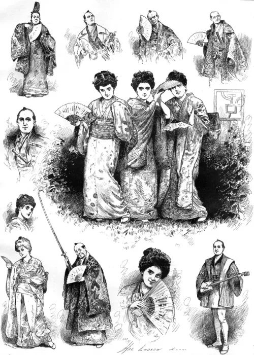 Framed Print : Sketches from The Mikado at the Savoy Theatre Framed Print : Sketches from The Mikado at the Savoy Theatre