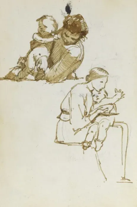 Framed Print : Two sketches of mother and child Framed Print : Two sketches of mother and child