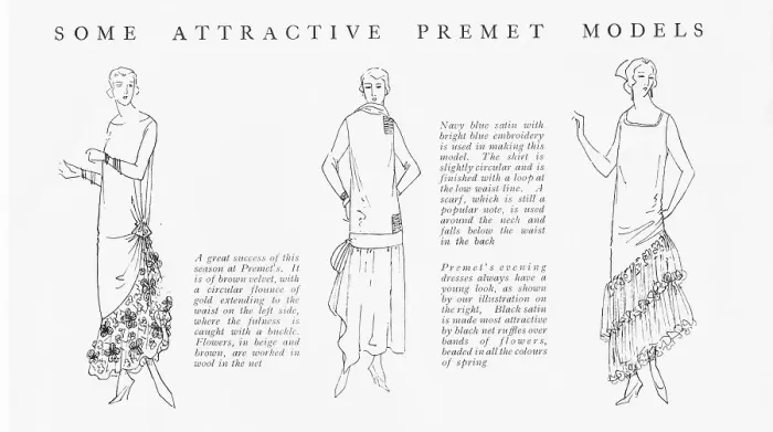 Framed Print : Three sketches of Parisian fashion models from Premet Framed Print : Three sketches of Parisian fashion models from Premet