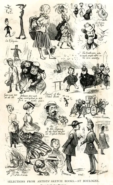 Framed Print : Sketches of people at Boulogne, France Framed Print : Sketches of people at Boulogne, France