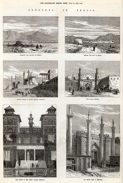 Sketches in Persia. Various sketches of Persia (Iran); clockwise