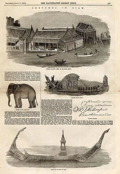 Sketches in Siam from The Illustrated London News. Date: 1855