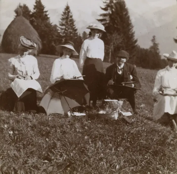 Framed Print : Sketching lesson at Chesieres, Vaud, Switzerland