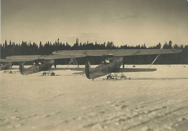 Ski-equipped Fokker CV-Es of the Swedish Air Force 4th Corps
