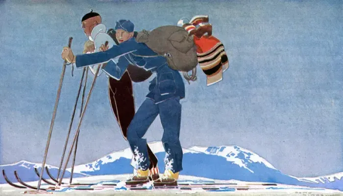 Framed Print : Two Skiers Go Slowly 31 Framed Print : Two Skiers Go Slowly 31