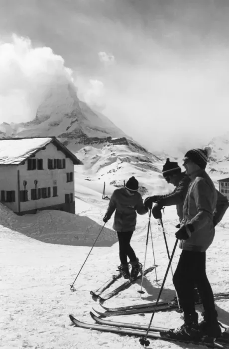 Framed Print : Skiers above Zermatt Framed Print : Skiers above Zermatt
