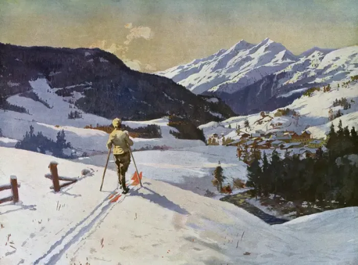 Framed Print : Skiing in Tyrol 1909 Framed Print : Skiing in Tyrol 1909