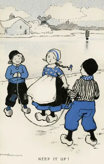 Framed Print : Skipping. Keep it up. Two Dutch boys at either end of a skipping rope while Framed Print : Skipping. Keep it up. Two Dutch boys at either end of a skipping rope while