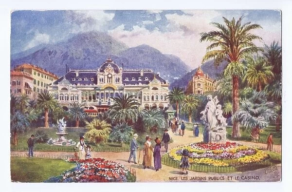 A sktech of the public gardens and the Municipal Casino in N