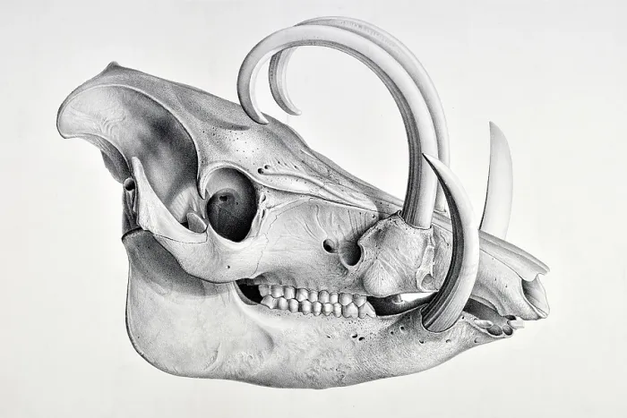 Framed Print : Skull of the recent pig, Babyrussa Framed Print : Skull of the recent pig, Babyrussa