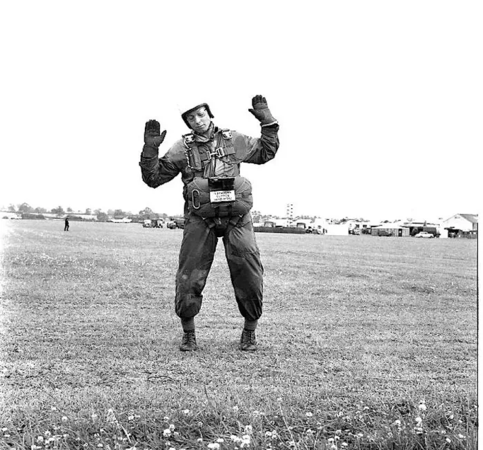 : Sky diver practising before a show : Sky diver practising before a show