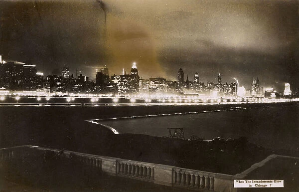 Skyline by night, Chicago, Illinois, USA