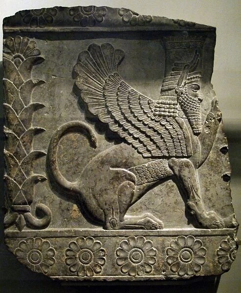 Slab with relief of a male winged sphinx. 358-338 BC. Persep