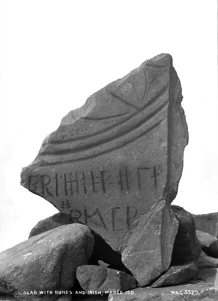 Slab With Runes and Irish, Mahee Island