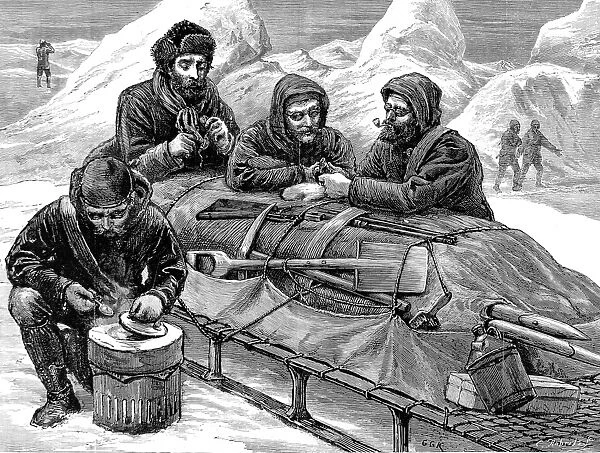 Sledging Party cooking lunch, British Arctic Expedition, 187