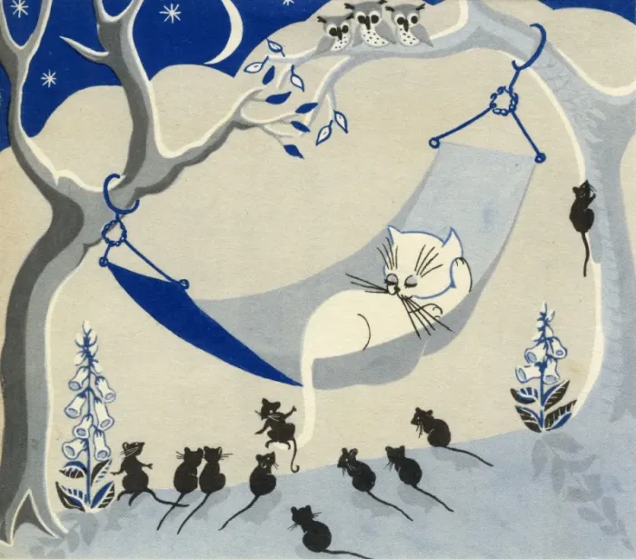 Framed Print : Sleeping cat in hammock with mice watching Framed Print : Sleeping cat in hammock with mice watching