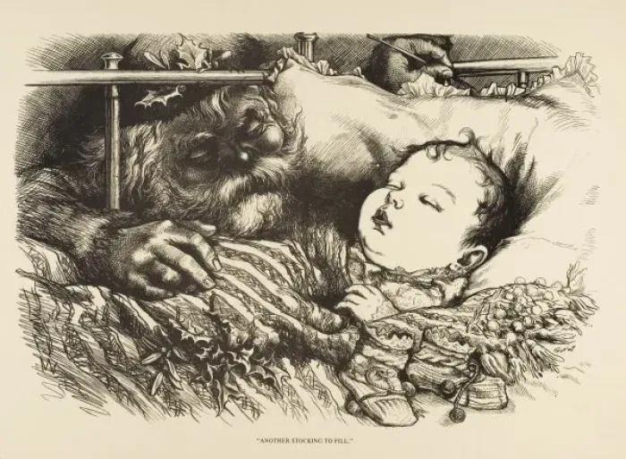 Framed Print : Sleeping Child / Santa Framed Print : Sleeping Child / Santa