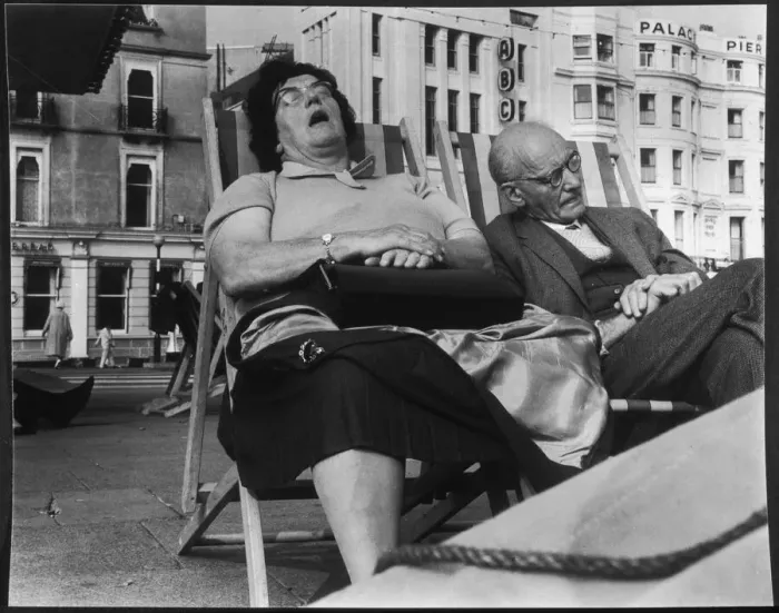 Framed Print : SLEEPING IN DECKCHAIRS Framed Print : SLEEPING IN DECKCHAIRS