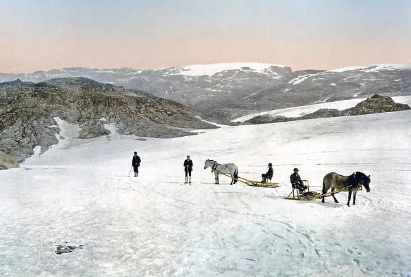 Sleighs on the Folgefonna Glacier, Norway, circa 1890s