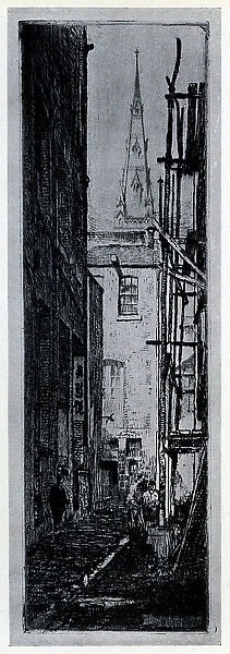 The Slum. This etching shows The Slum, located at Bullen Lane