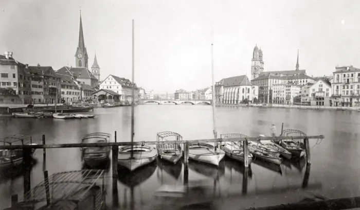 Framed Print : Small boats at Zurich, Switzerland, c. 1890 Framed Print : Small boats at Zurich, Switzerland, c. 1890