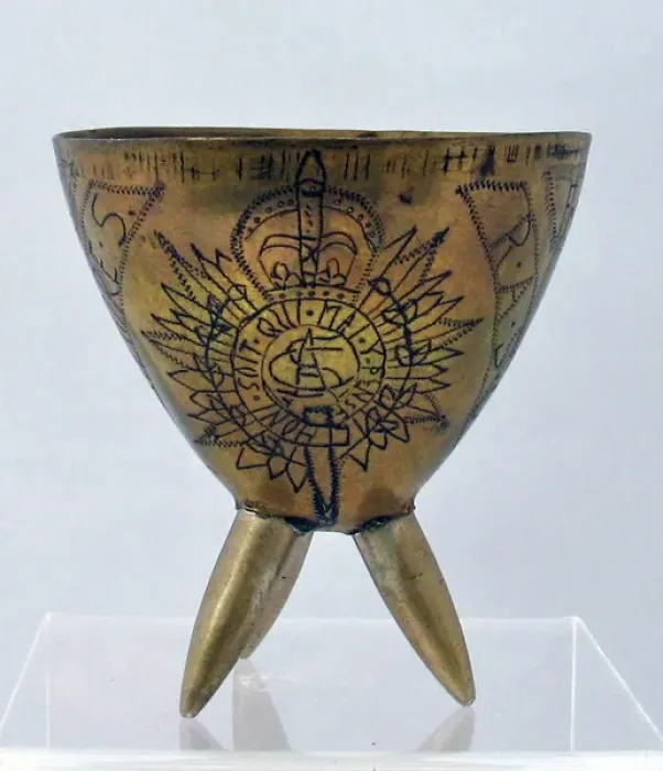 Framed Print : Small bowl made from a shell nose cone, WW1 Framed Print : Small bowl made from a shell nose cone, WW1