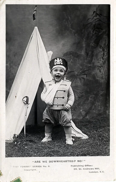 Small Boy Dressed as Soldier with Tent, England