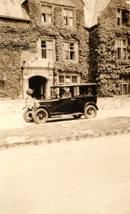 Framed Print : Small car outside Stately Home Framed Print : Small car outside Stately Home