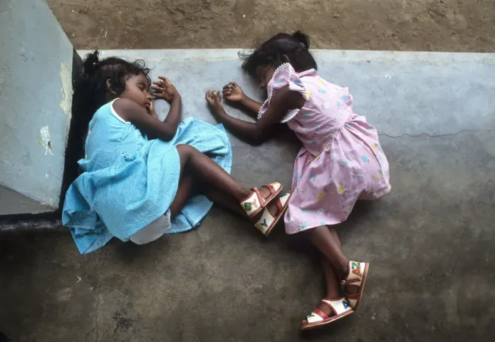 Framed Print : Small children take a nap during the afternoon, Sri Lanka Framed Print : Small children take a nap during the afternoon, Sri Lanka