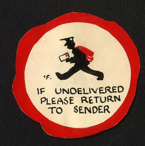 Small circular gift tag - original artwork - Postman