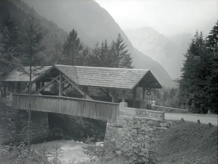 Framed Print : Small covered bridge, Alps Framed Print : Small covered bridge, Alps