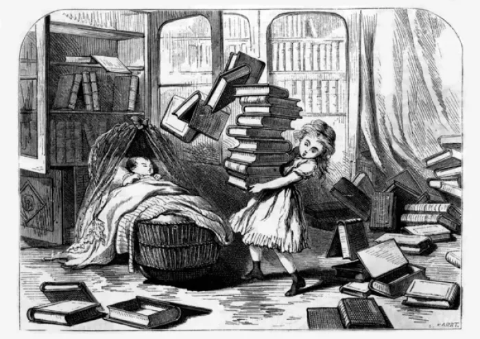 Framed Print : Small Girl Carries Books Framed Print : Small Girl Carries Books