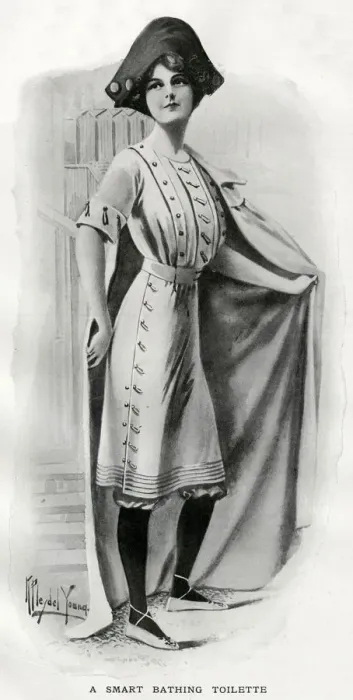 Framed Print : Smart bathing dress 1912 Framed Print : Smart bathing dress 1912