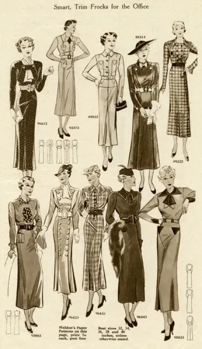 Framed Print : Smart belted frocks for the office 1936 Framed Print : Smart belted frocks for the office 1936
