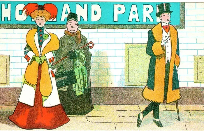Framed Print : Smart toff, lady, working class woman - Holland Park Station Framed Print : Smart toff, lady, working class woman - Holland Park Station