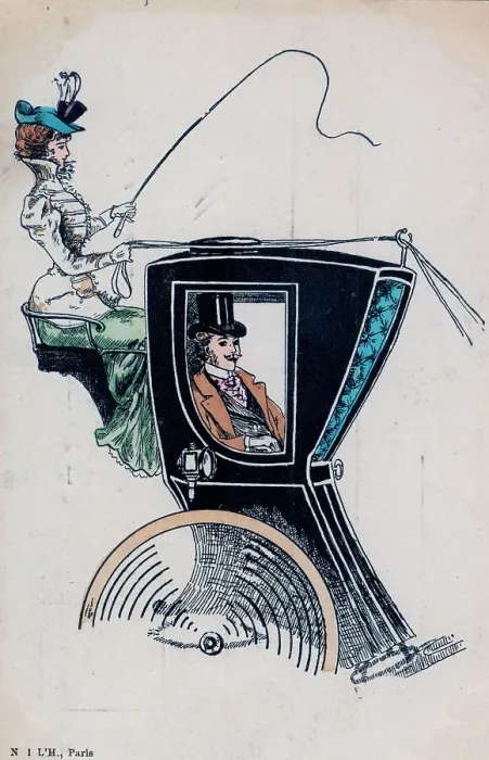 Framed Print : Smartly dressed Edwardian lady cab driver with whip Framed Print : Smartly dressed Edwardian lady cab driver with whip