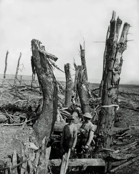 Framed Print : Smashed up German trench at Morval, Somme, WW1 Framed Print : Smashed up German trench at Morval, Somme, WW1