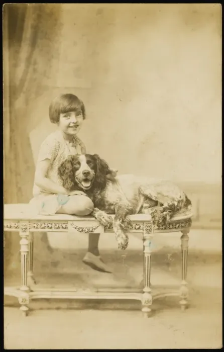 Framed Print : Smiling Girl & Dog Framed Print : Smiling Girl & Dog
