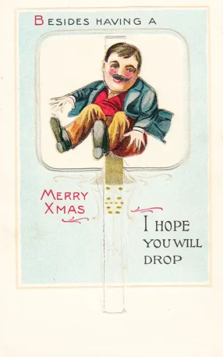 Framed Print : Smiling man on a Christmas and New Year card Framed Print : Smiling man on a Christmas and New Year card