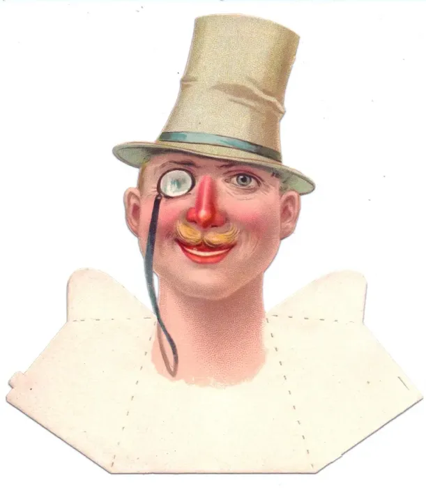 Framed Print : Smiling man in a hat on a place card Framed Print : Smiling man in a hat on a place card