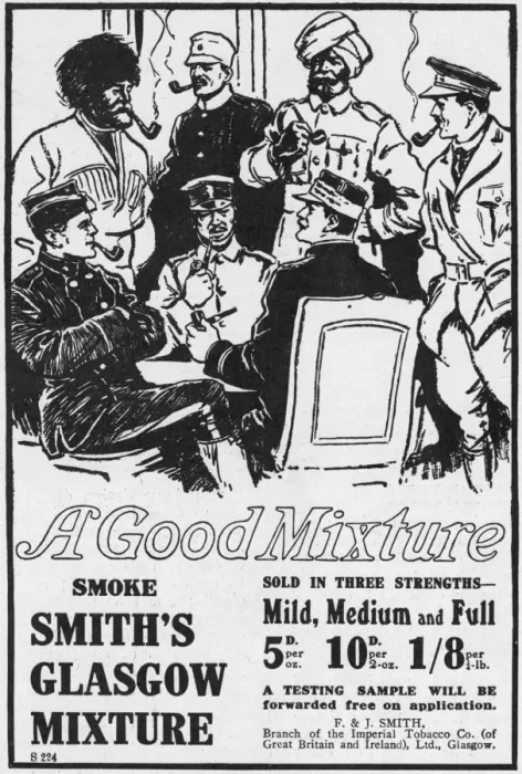 Framed Print : Smiths Glasgow Mixture Tobacco advertisement, World War One Framed Print : Smiths Glasgow Mixture Tobacco advertisement, World War One