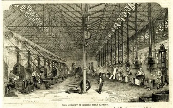 Framed Print : The Smithy at Enfield Rifle Factory Framed Print : The Smithy at Enfield Rifle Factory